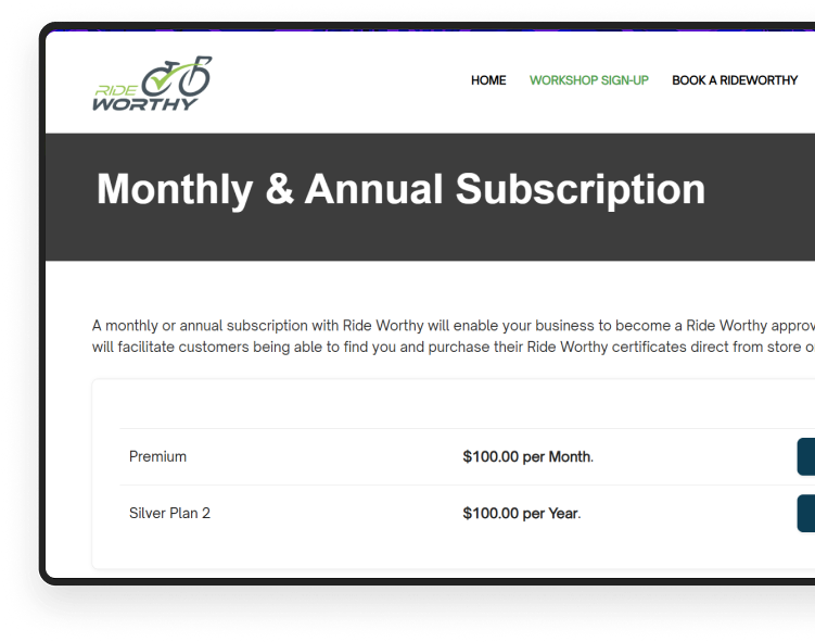 rideworthy monthly plan